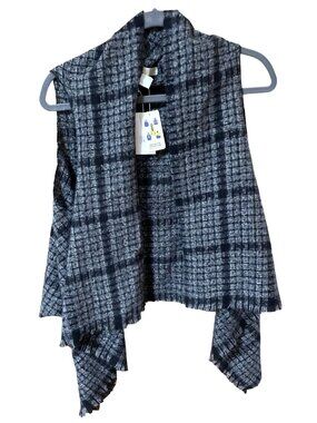 NWT Seven Islands One Size Plus 5 Way Convertible Scarf Wrap Black Gray Shawl